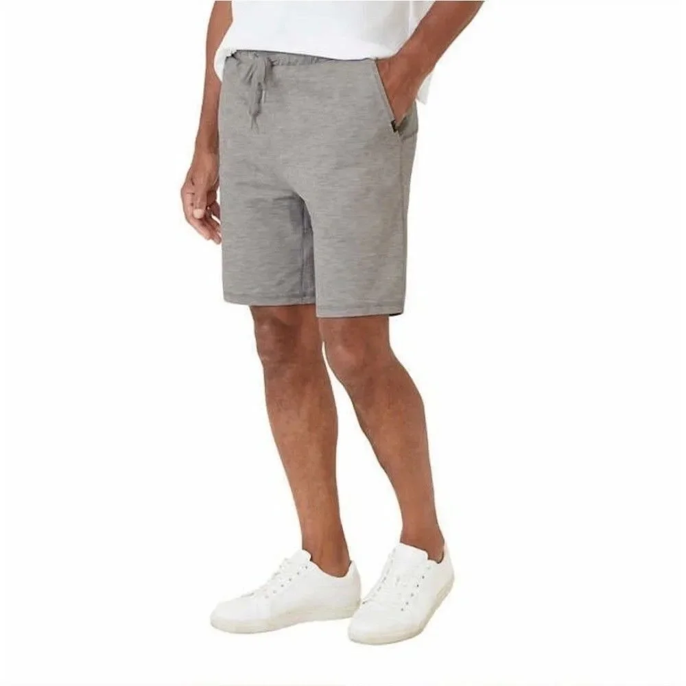 Eddie Bauer Men's M Knit Lounge Shorts 2-pack Zip Secured Pocket B15 Gray Green
